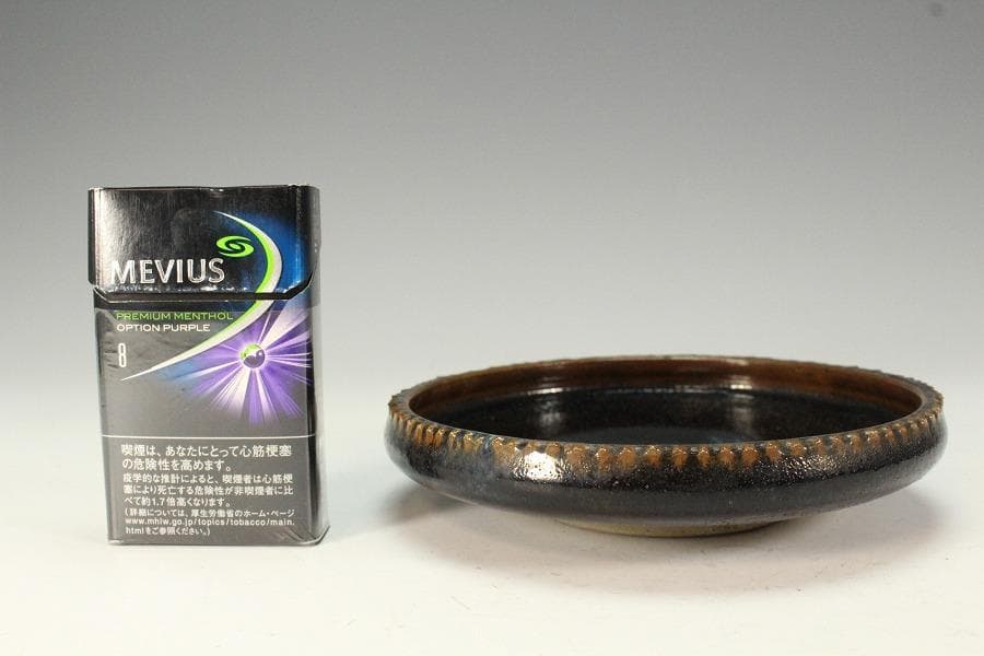 中国美術 黒釉 盤 φ15cm(K-LC189)