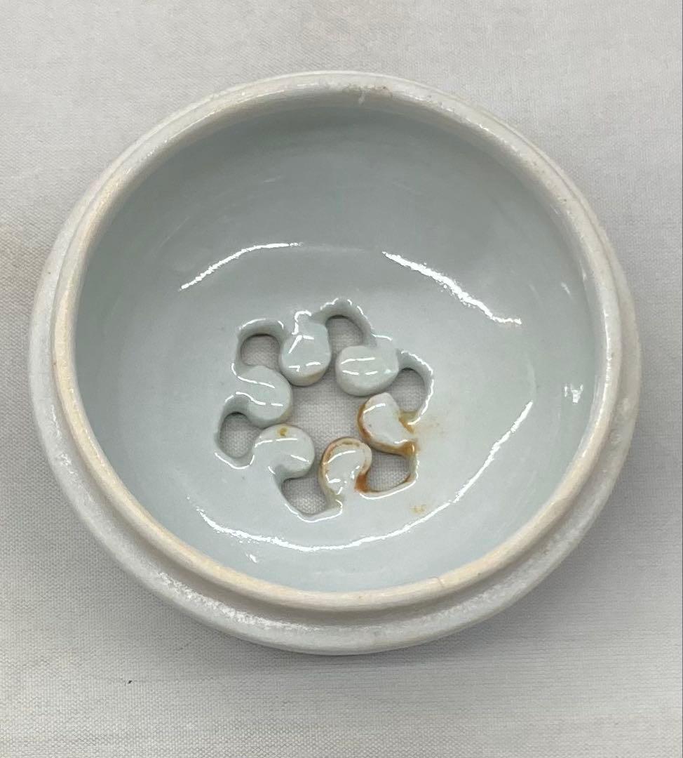 B504s「染付捻紋に松竹梅図 香炉」嶋田寿楽作　九谷焼　箱無　香道具