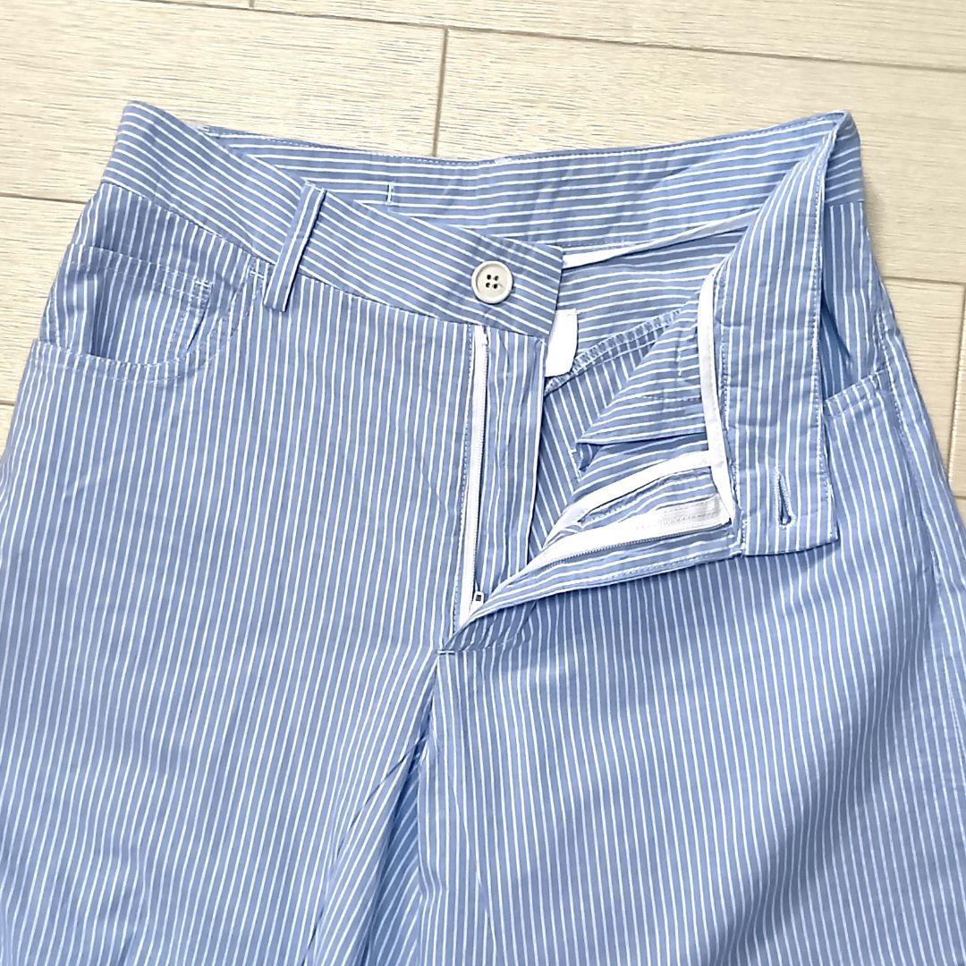 MM6メゾンマルジェラ【36】フレアパンツ 水色 キュロットストライプ　夏