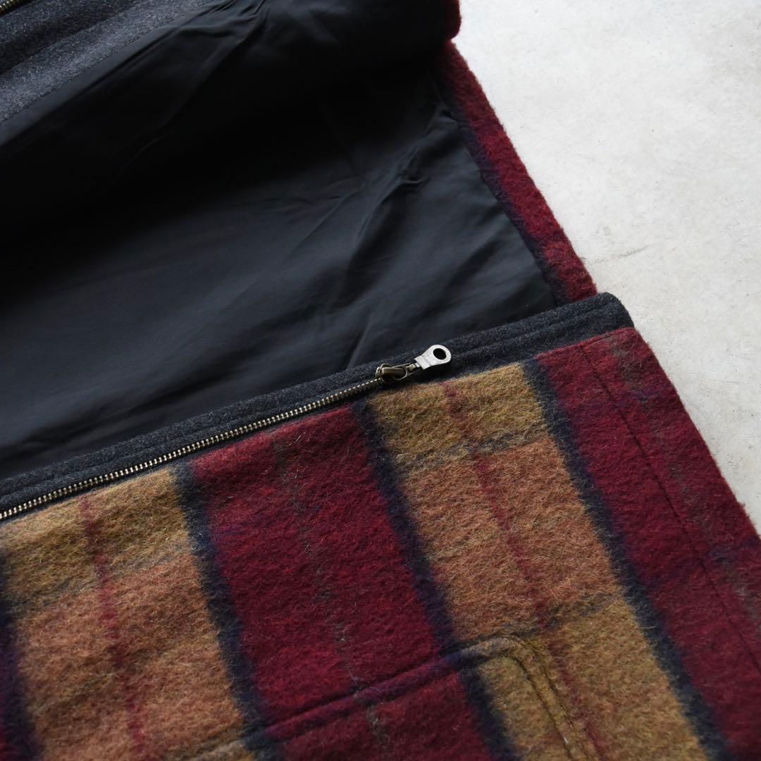 90s ペリーエリス チェック ウールモヘアコートUSA製 L レアヴィンテージ