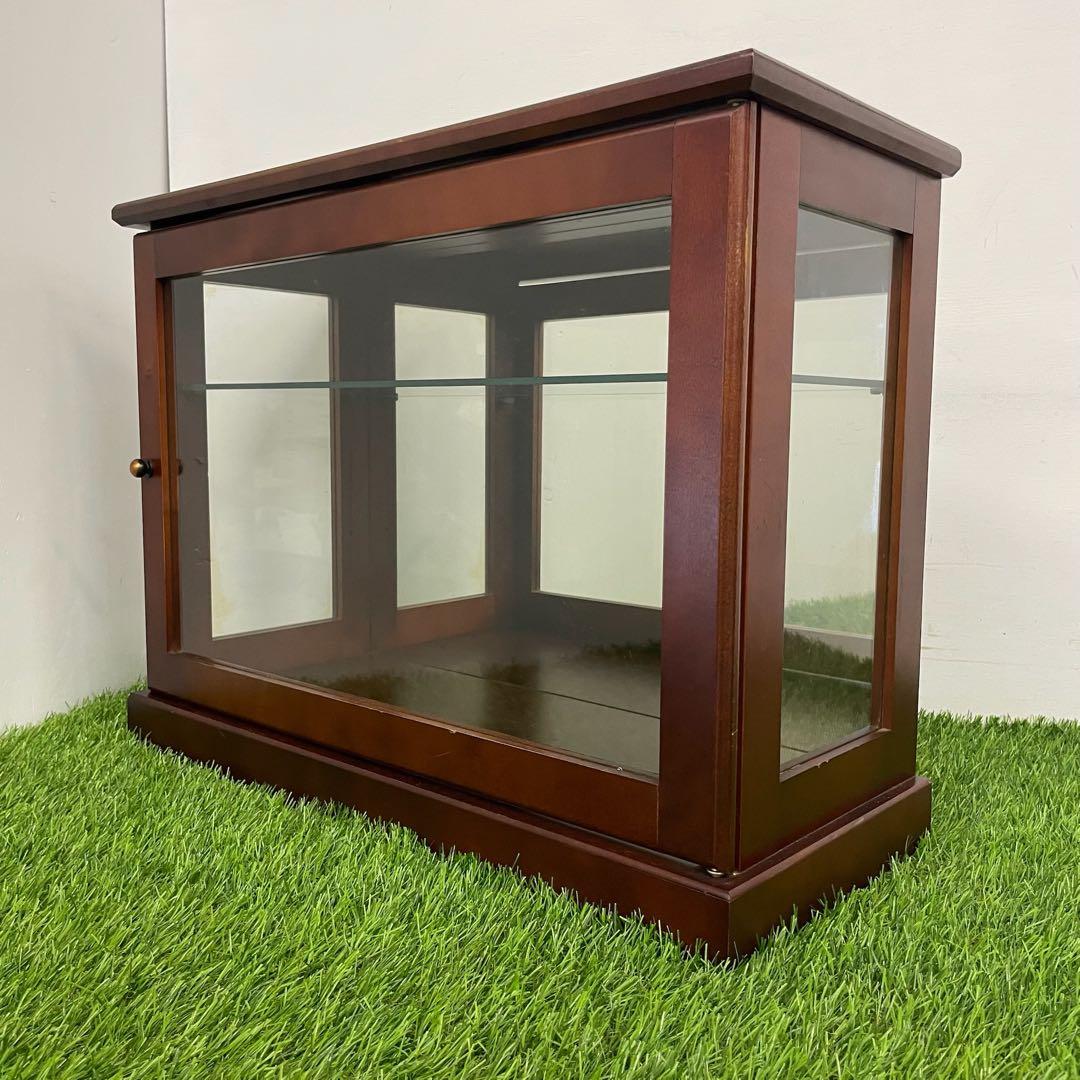 ダークブラウン ガラスケース メガネ収納ケース 透明ガラス扉 ダークブラウン 19.5×8.5×55cm