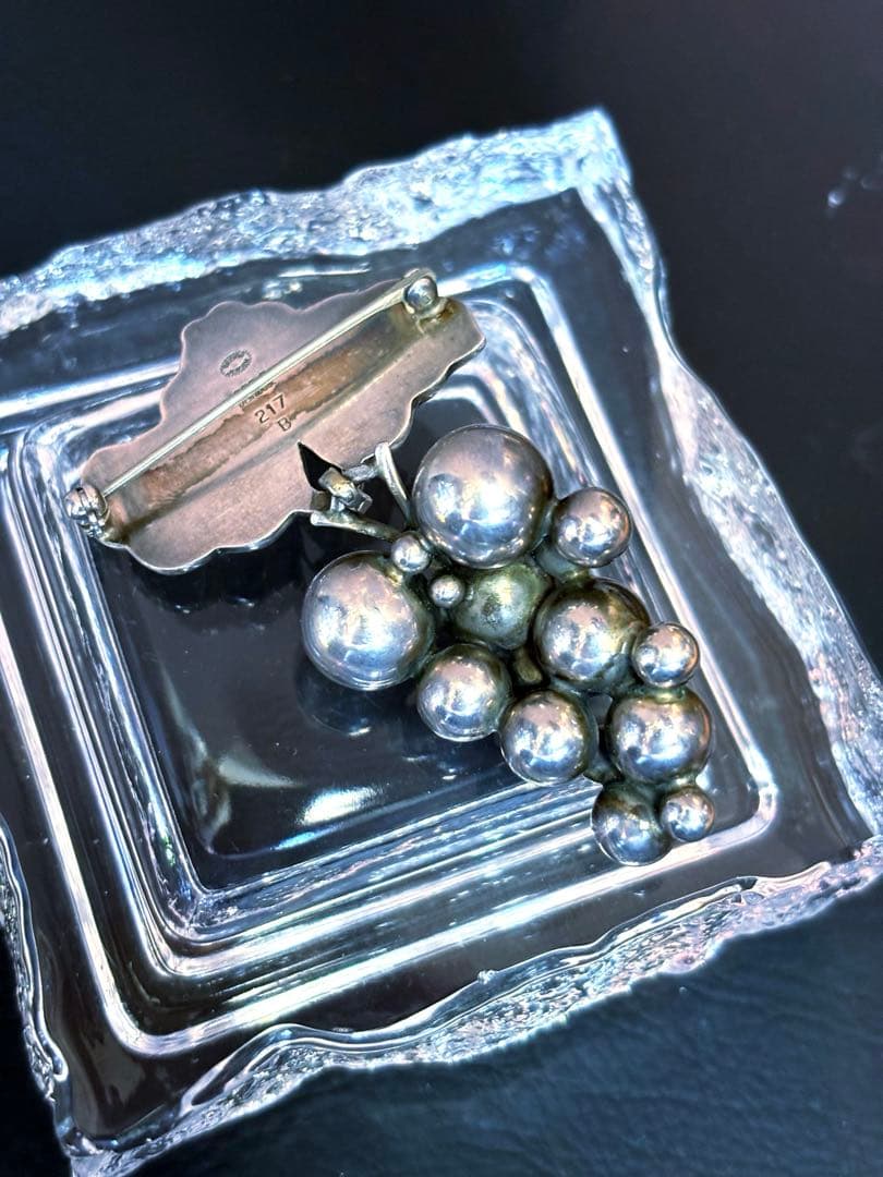 G*a様 GEORG JENSEN 217B ぶどう 葡萄 ピンブローチ シルバ