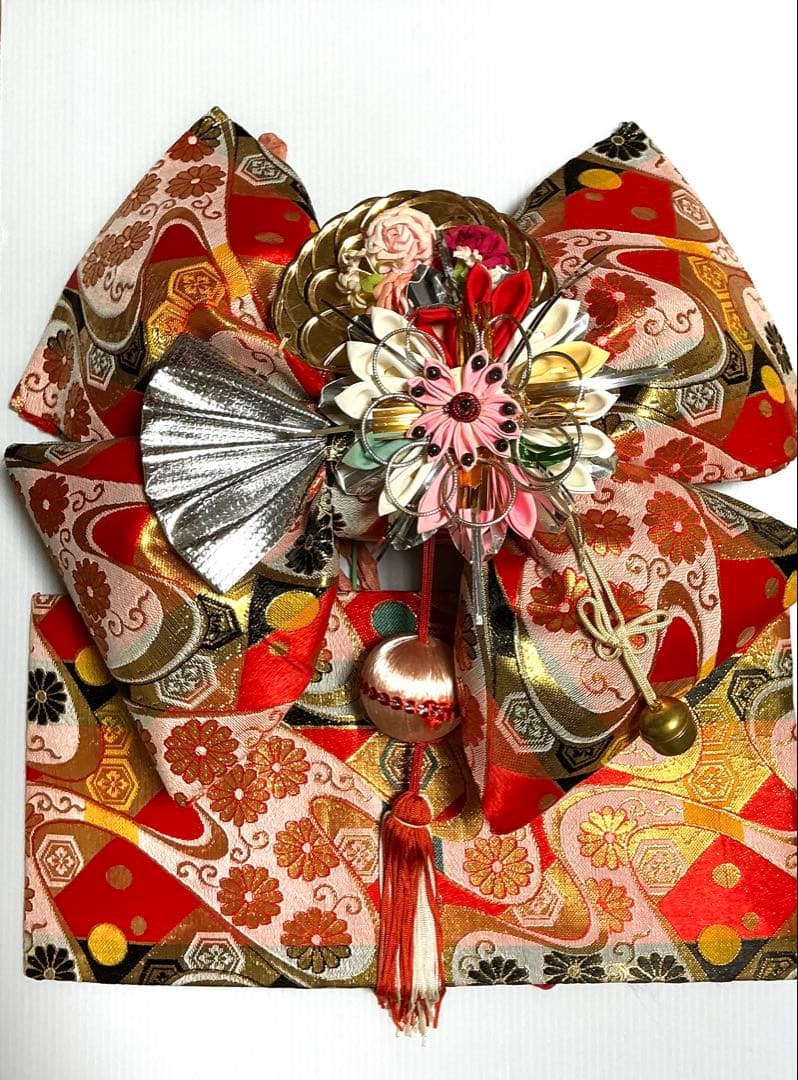 【中古】七五三女の子　四ツ身着物　長襦袢　作り帯　帯揚げ　帯締め　しごき　箱せこ