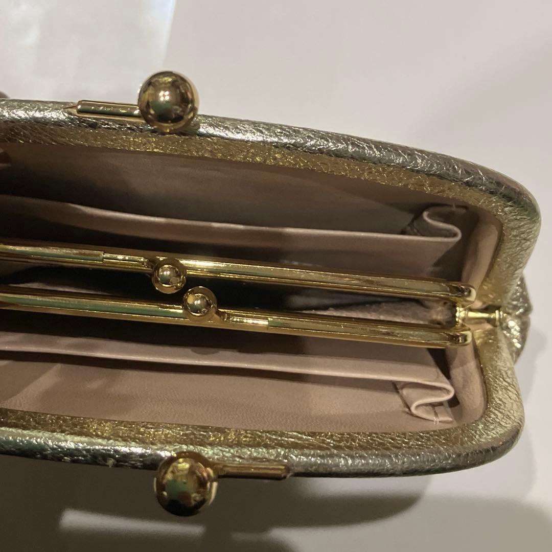 StitchandSew 小さながま口のお財布 ゴールド 革　がま口　日本製