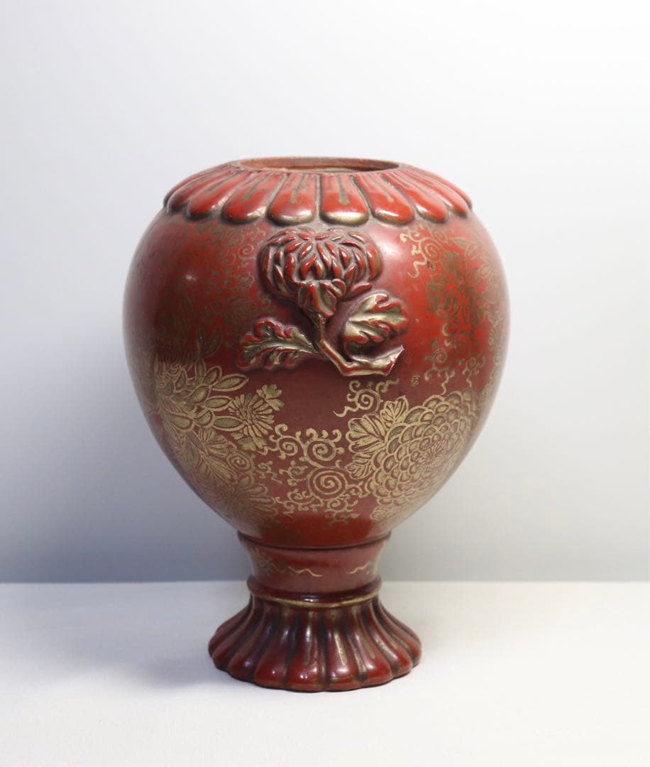 江戸　永楽　金彩菊紋瓶　アンティーク　送料込み0523