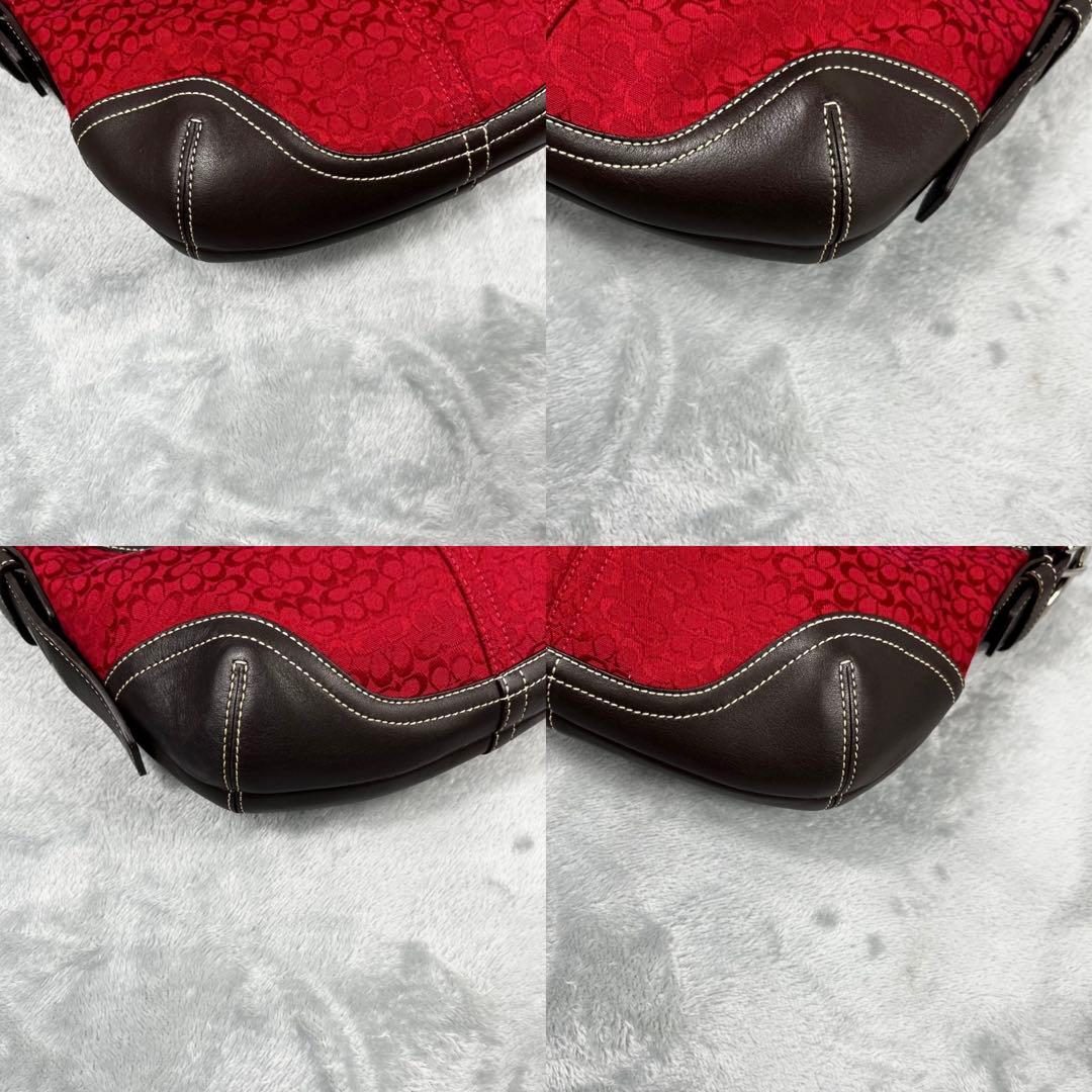 美品 Coach Hobo Hand Bag Signature Red