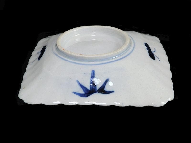 古伊万里　色絵　獅子に七宝紋の図　角皿　5枚　D559AS-BCh