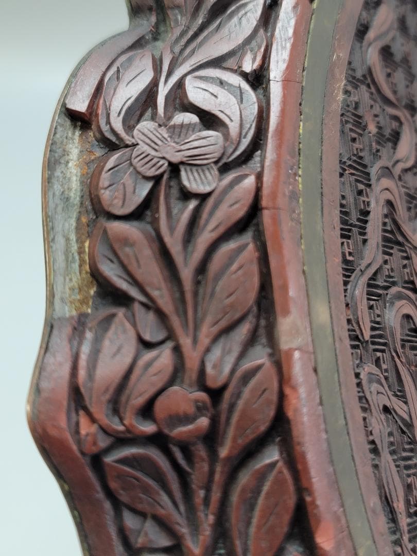 中国美術 銅胎 堆朱 楼閣紋 輪花皿 DT554