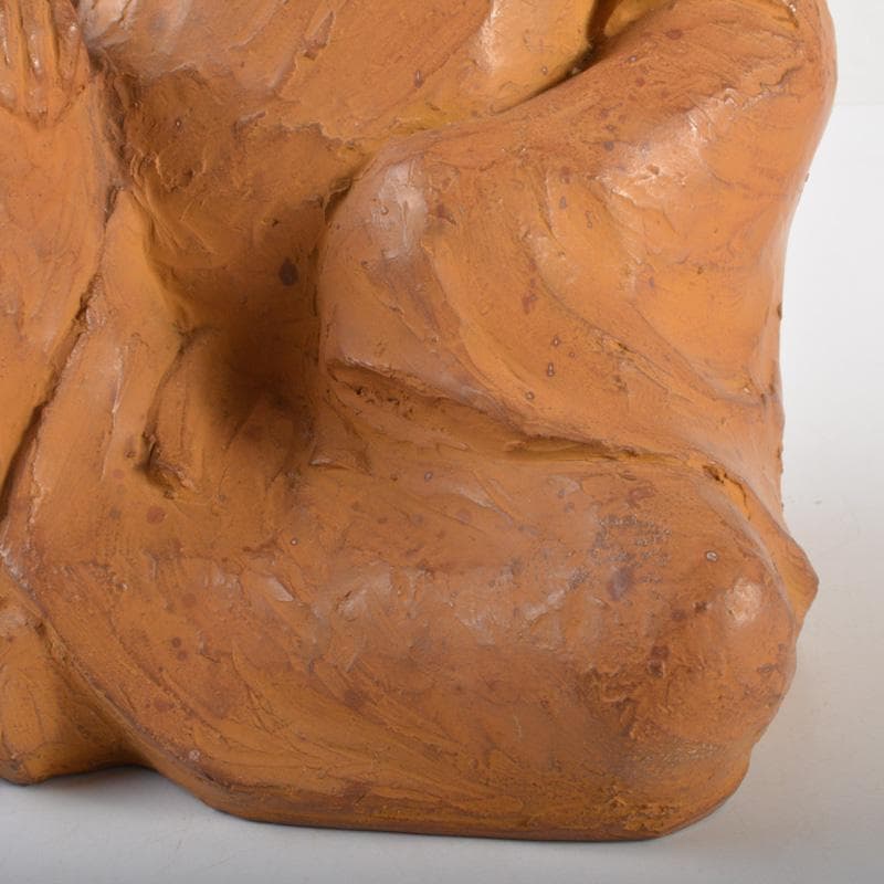 常滑焼　片岡静観造　柿本人麻呂（人磨）　人物像　置物　共箱　V　6421A