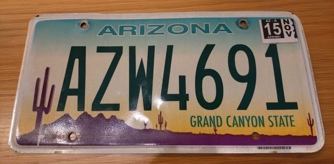 本物）アメリカ アリゾナ州 ナンバープレート グランドキャニオン州