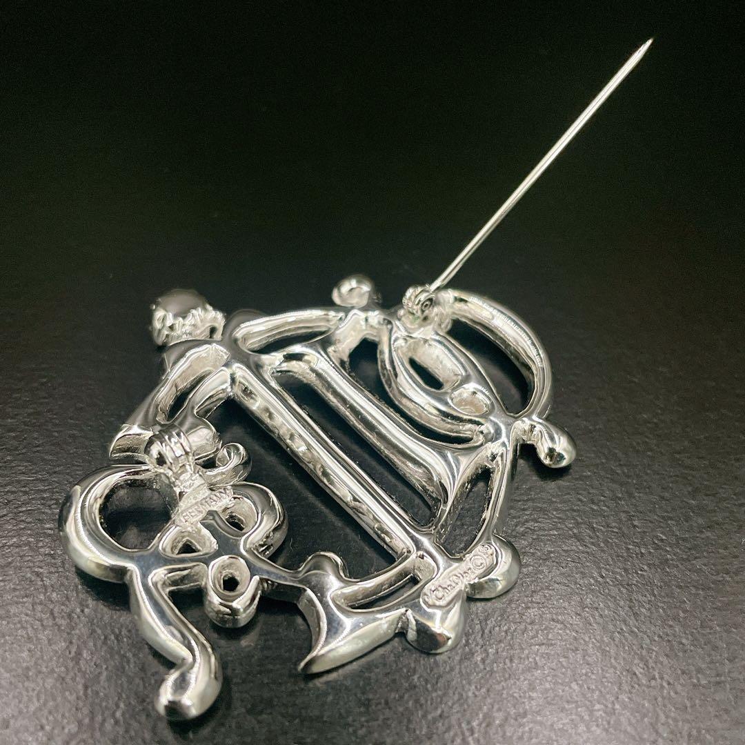 オールド ディオール エンブレムロゴ ピンブローチ コサージュ ストーン付