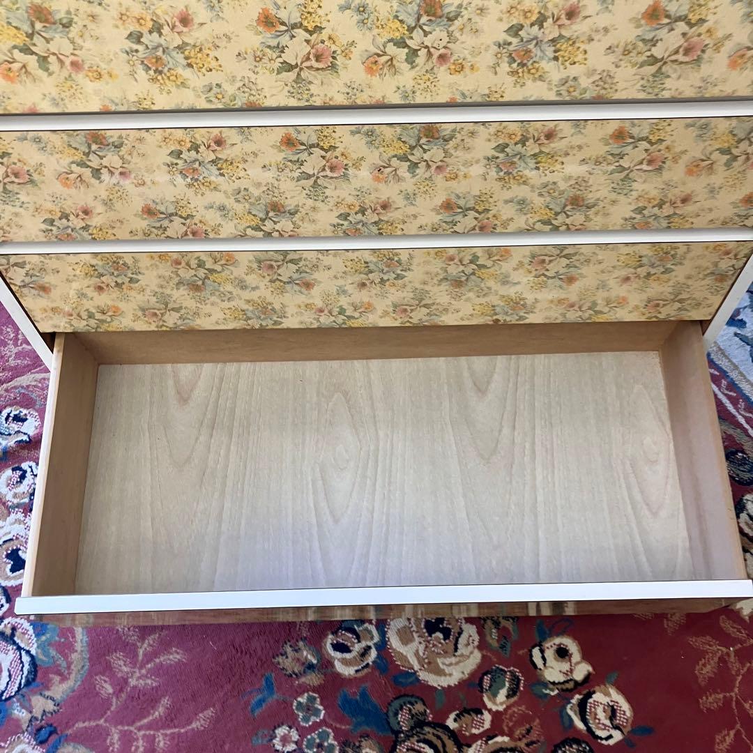 昭和レトロ 花柄 木製チェスト 7段タンス 古家具 ビンテージ