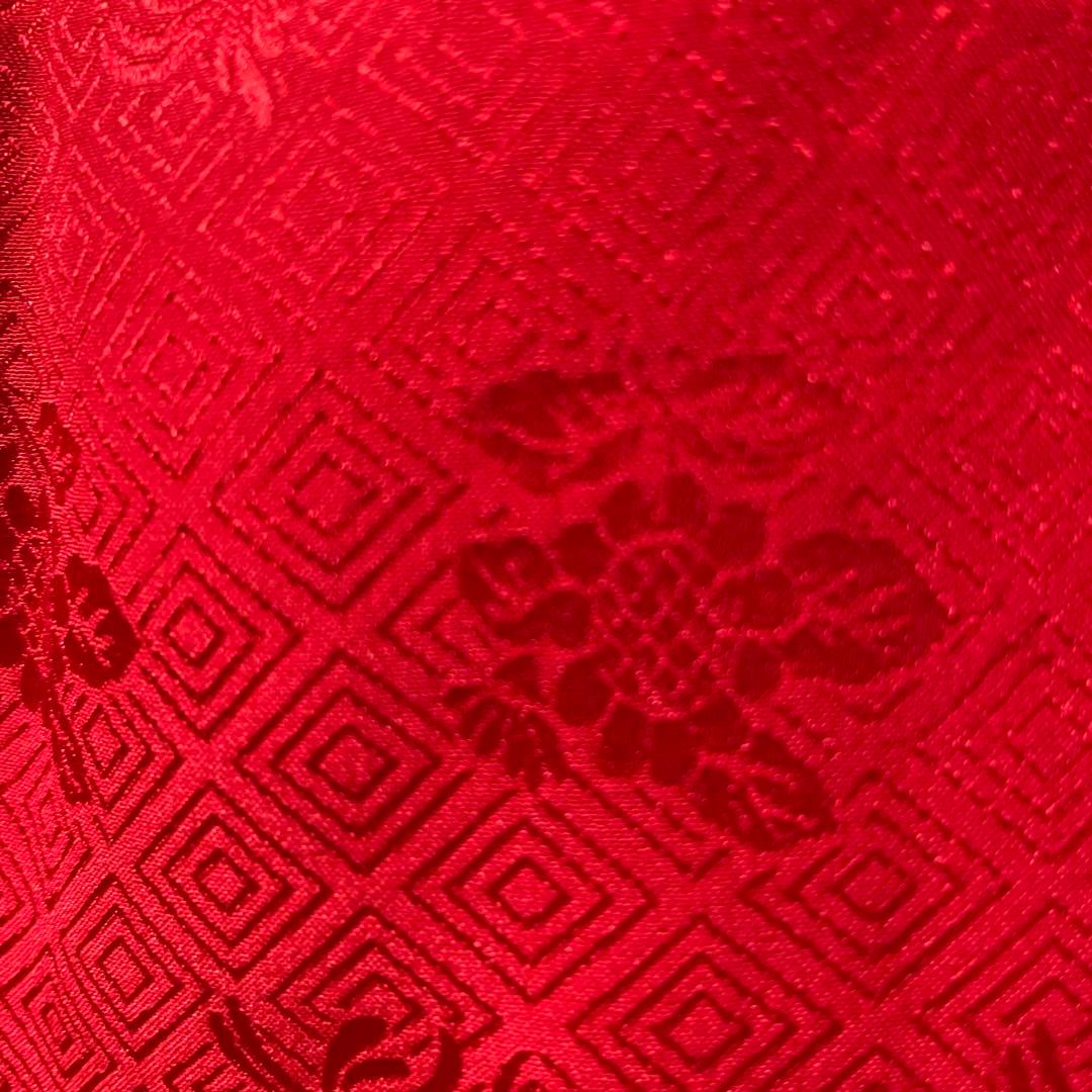 □ラス1 七五三　正絹女児用被布コート　菱文様　可愛い花柄　赤