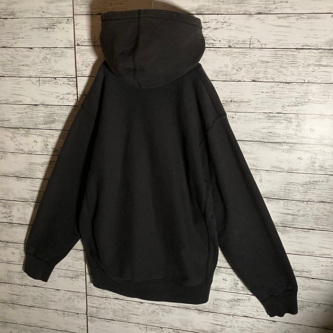 【オーバーサイズ】シュプリーム☆センターマイクロ刺繍ロゴ　パーカー　正規品鑑定済