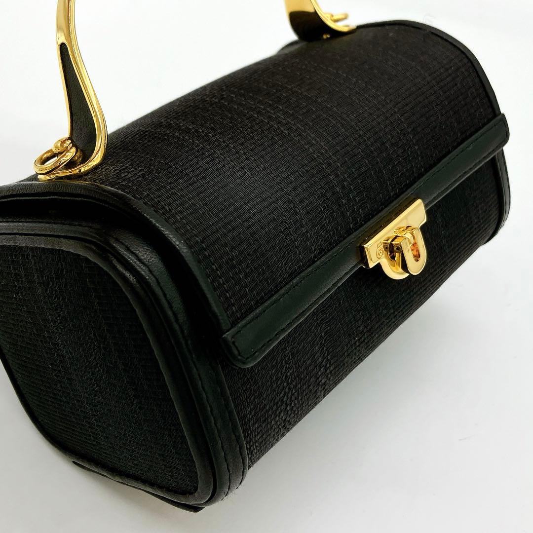 美品【COMTESSE】ミニバニティバッグ　ゴールド金具　ホースヘア　ブラック.