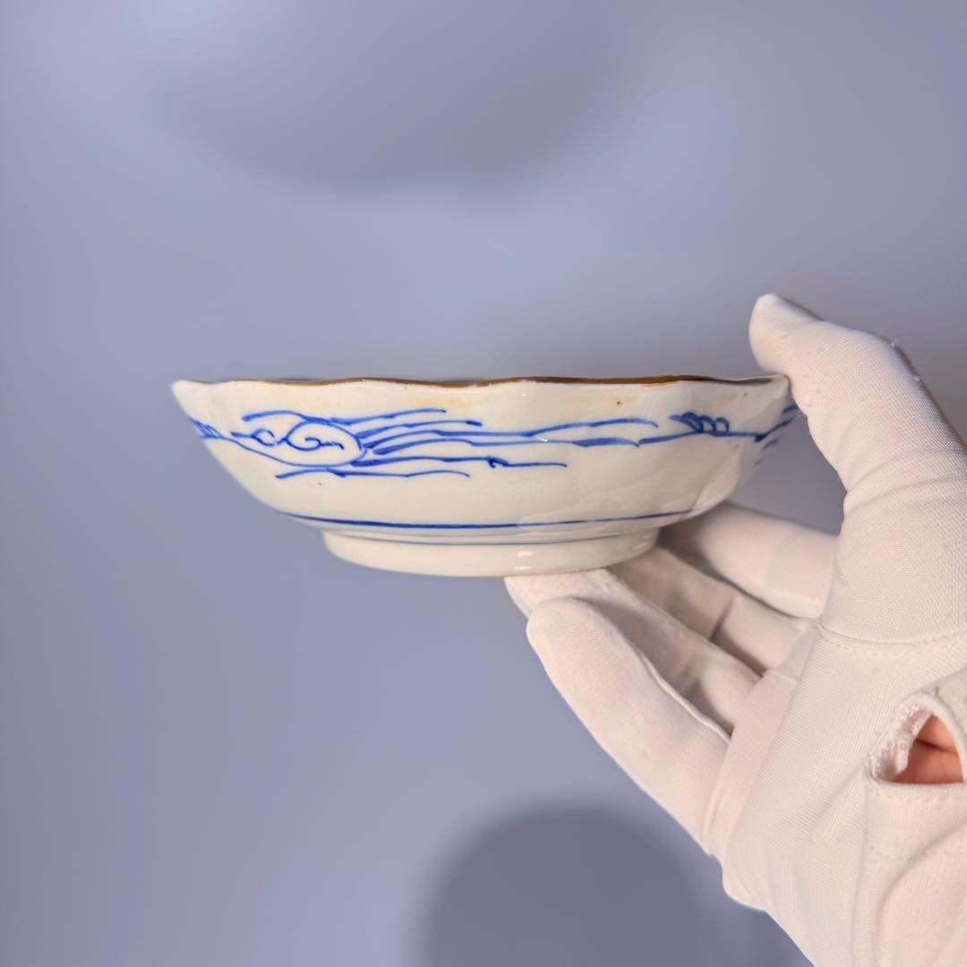 古伊万里　色絵松竹梅なます皿　五客　蛇の目高台　赤絵　緻密な絵付け　古器を楽しむ