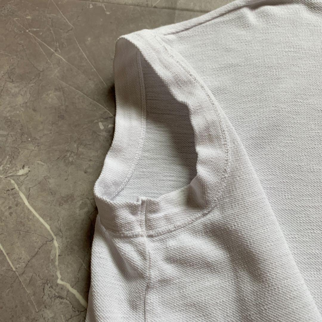 45R カノコのMキャミポロ ワイドポロ　ホワイト　R 刺繍　45rpm