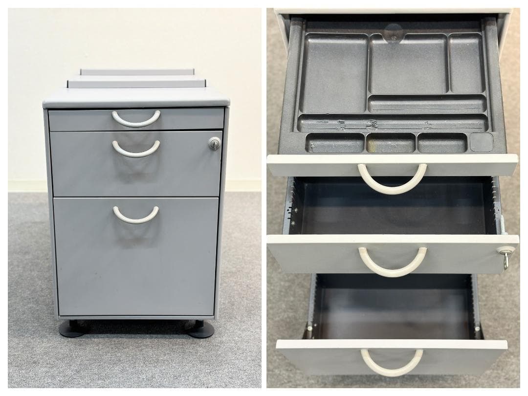 vitra/アドホック　PCシステムデスク/ゲーミングテーブル　袖机・鍵付き