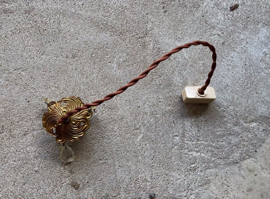 b14. フランス アンティーク ブロンズシェード ミニシャンデリア ランプ