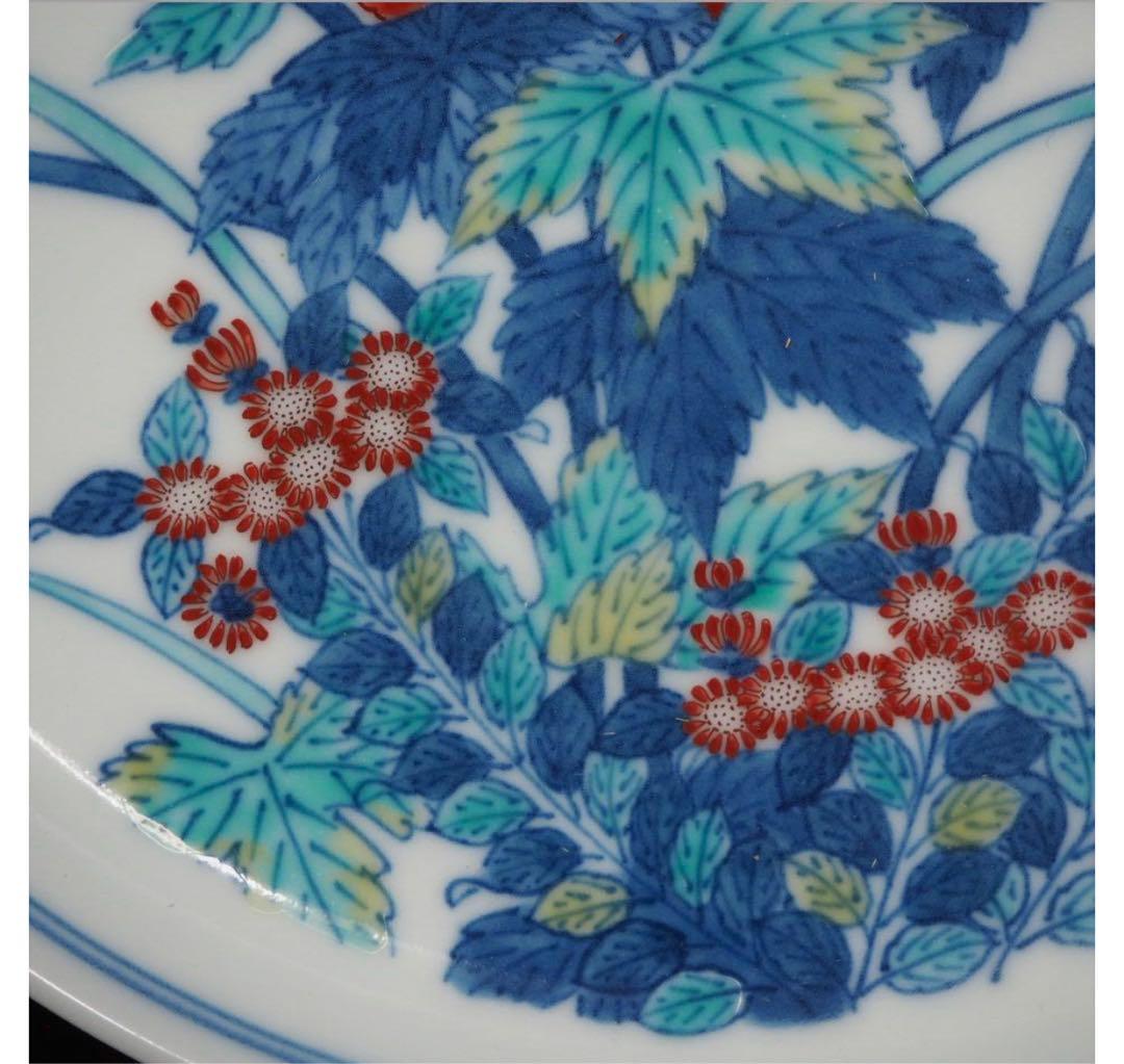 送料無料 人間国宝『今泉今右衛門』作 色鍋島錦花絵皿 径22cm 共箱