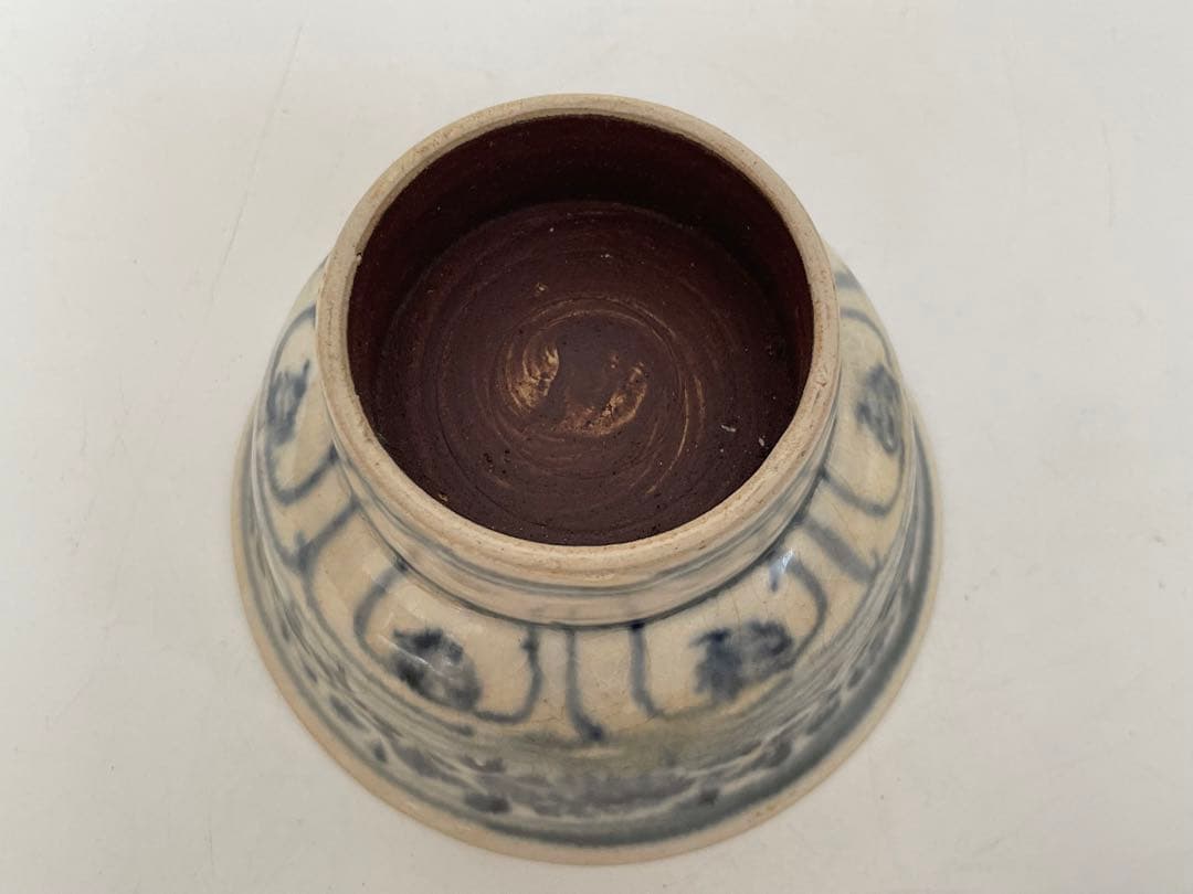 骨董 アンティーク 安南 絞手 茶碗 ベトナム古陶磁 蜻蛉手茶碗