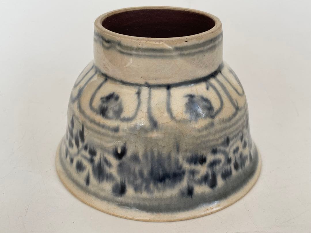 骨董 アンティーク 安南 絞手 茶碗 ベトナム古陶磁 蜻蛉手茶碗