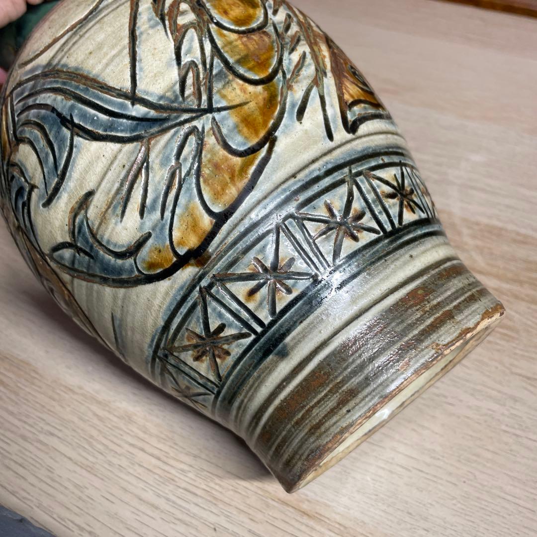 壷屋焼 金城次郎 海老魚文花瓶 箱なし - メルカリ