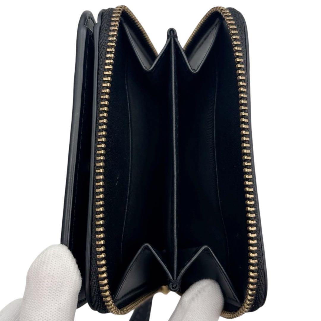 美品◎ YKK刻印あり◎ コーチ レキシー 折り財布 ラウンドジップ 黒 シボ革