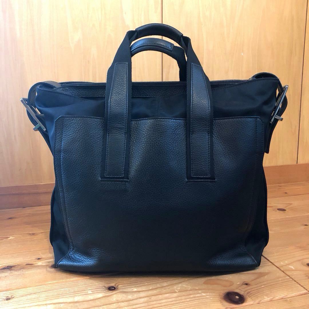 a.testoni ビジネスバッグ　バック　ショルダーバック　黒　レザー