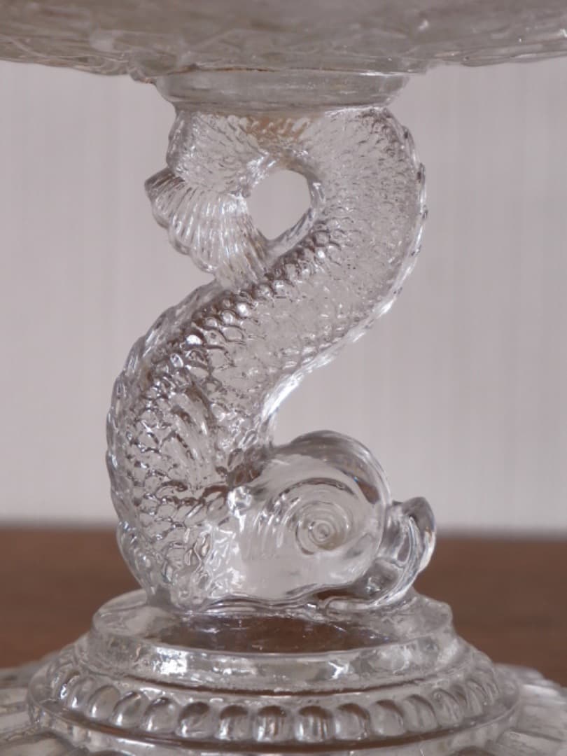 フランス 19世紀 ヴィクトリアンガラス 菓子器 高足皿 アンティークQ2206