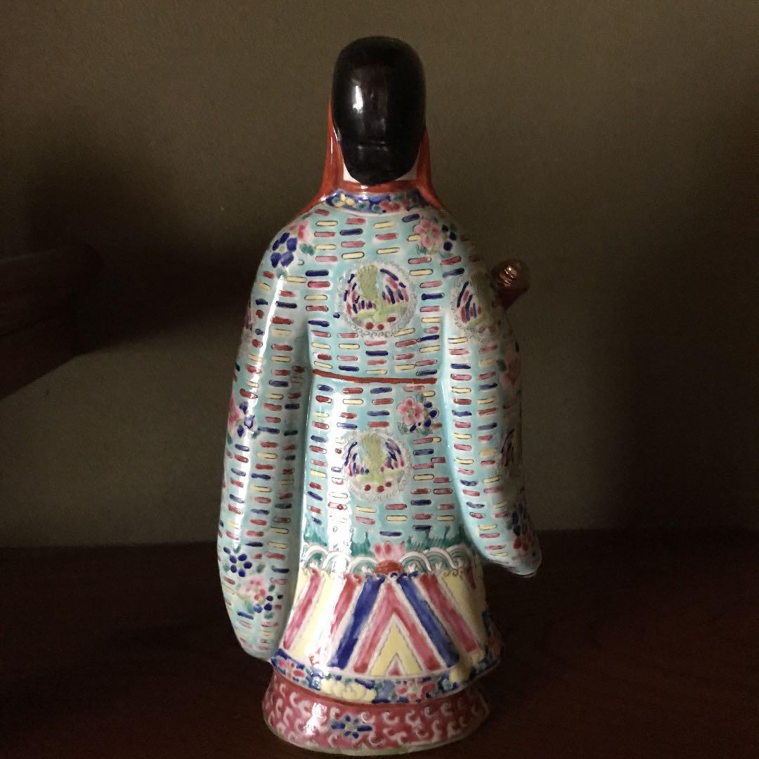 縁起物 福禄寿 彫刻人形 中国古美術 三開仏、幸福・財産・長寿を