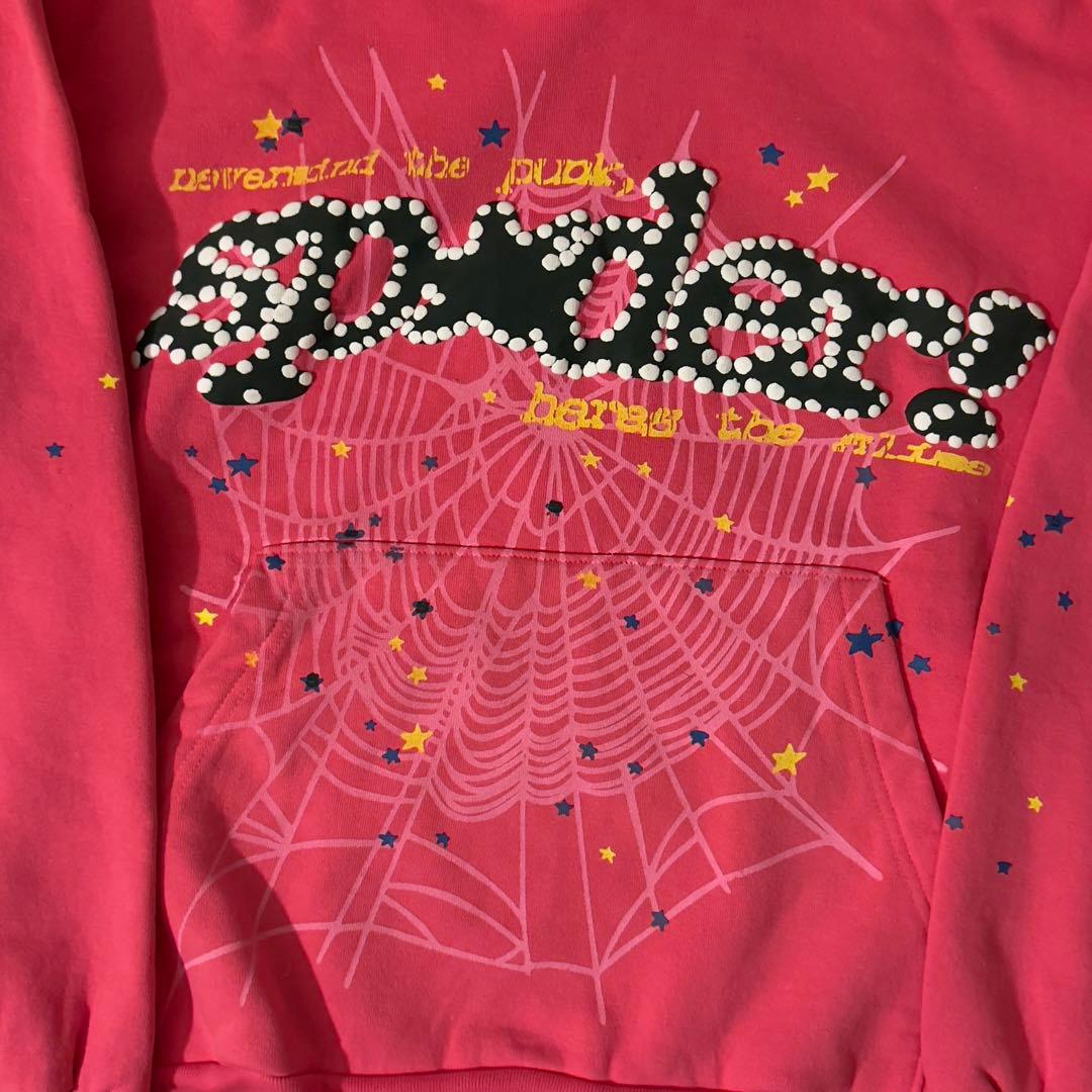 さとし Spider / Sp5der P*NK V2パーカー ピンク