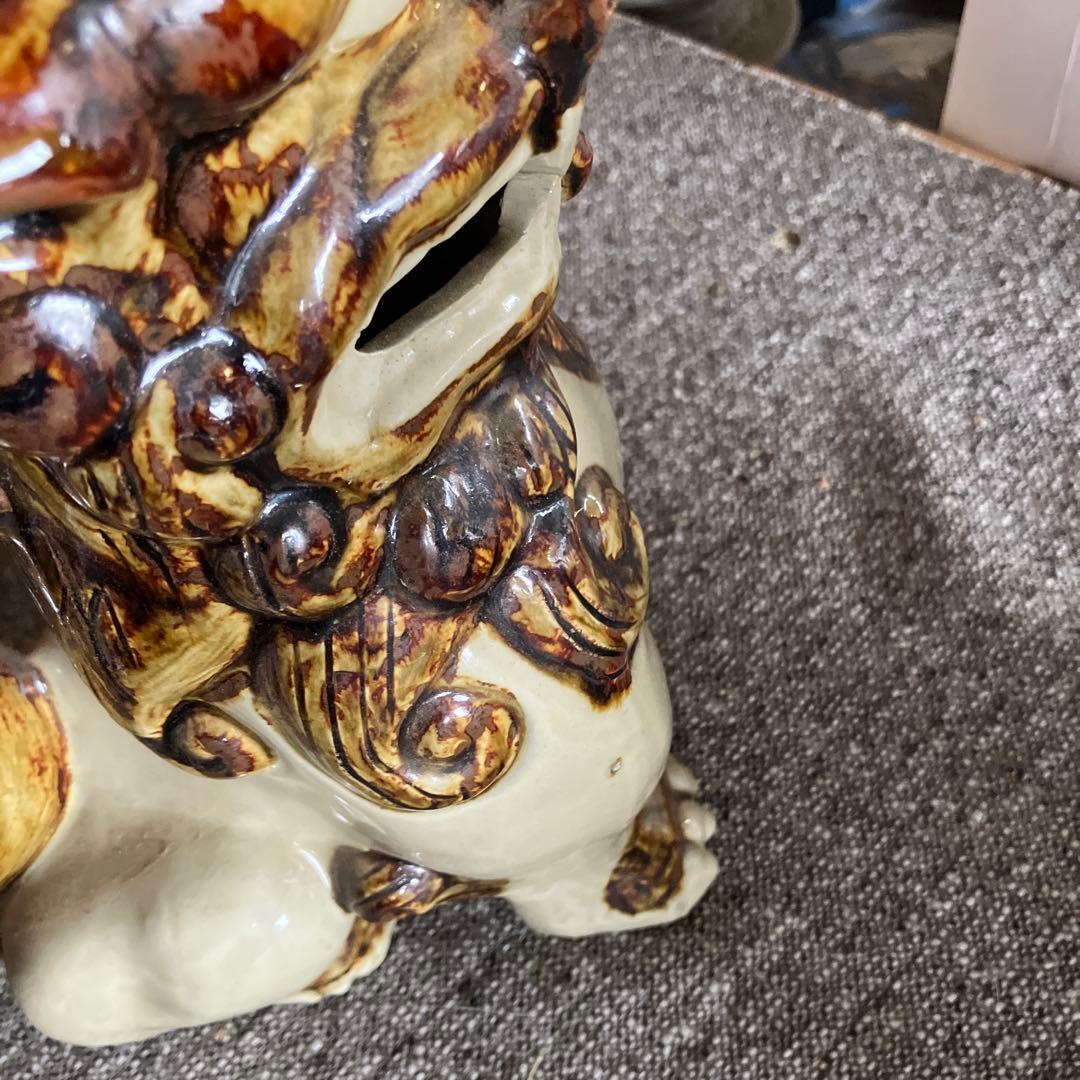 沖縄陶器　胡差焼　シーサー　対　2体　焼物　厄除　守神　陶器