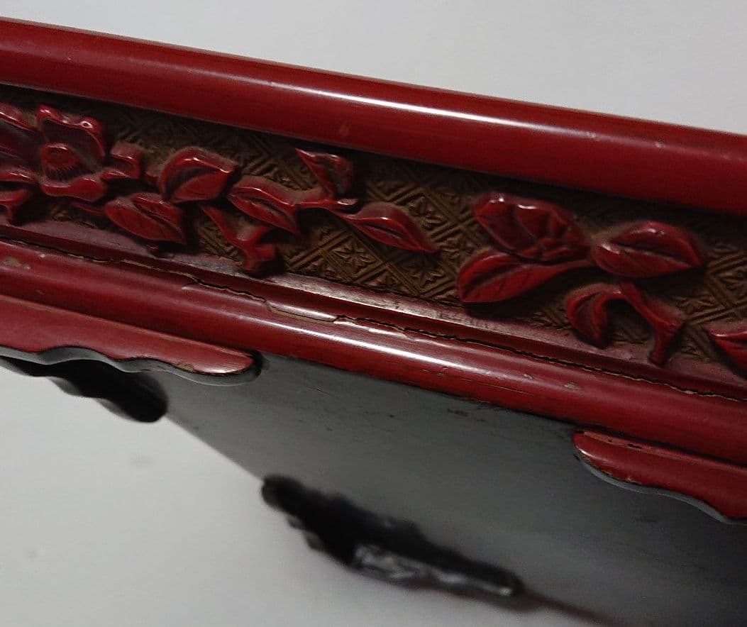 唐物 堆朱香盆文彫刻盆香盆煎茶盆堆朱