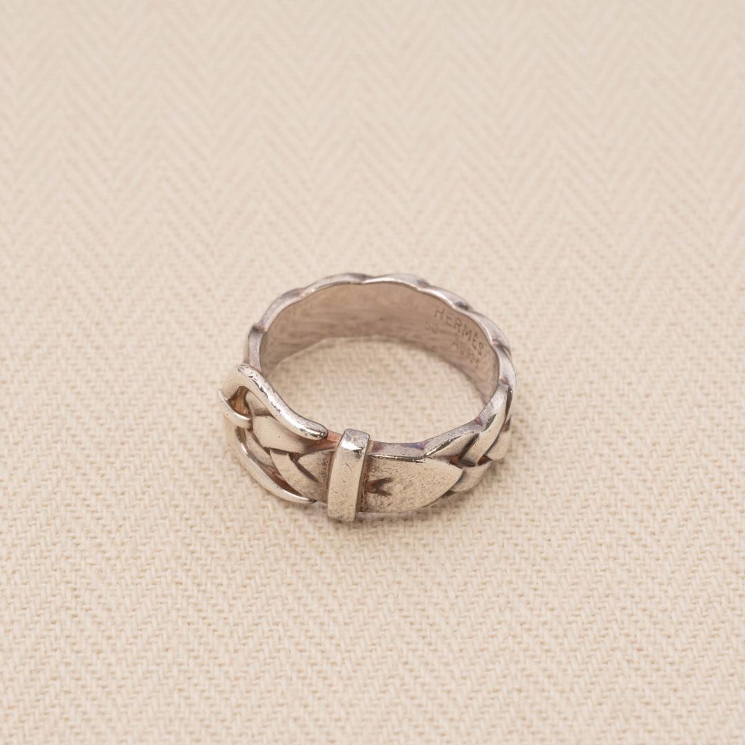 Hermès ベルトモチーフ　ヴィンテージ リング 9-9.5号　＃50