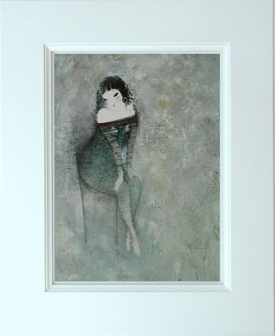 油絵 菅家令子 絵 絵画 インテリア 額付(黒) F6-081012 人物 女性