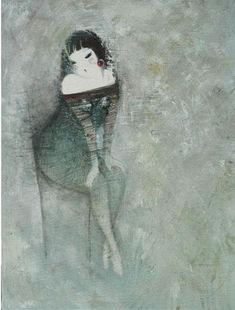 油絵 菅家令子 絵 絵画 インテリア 額付(黒) F6-081012 人物 女性