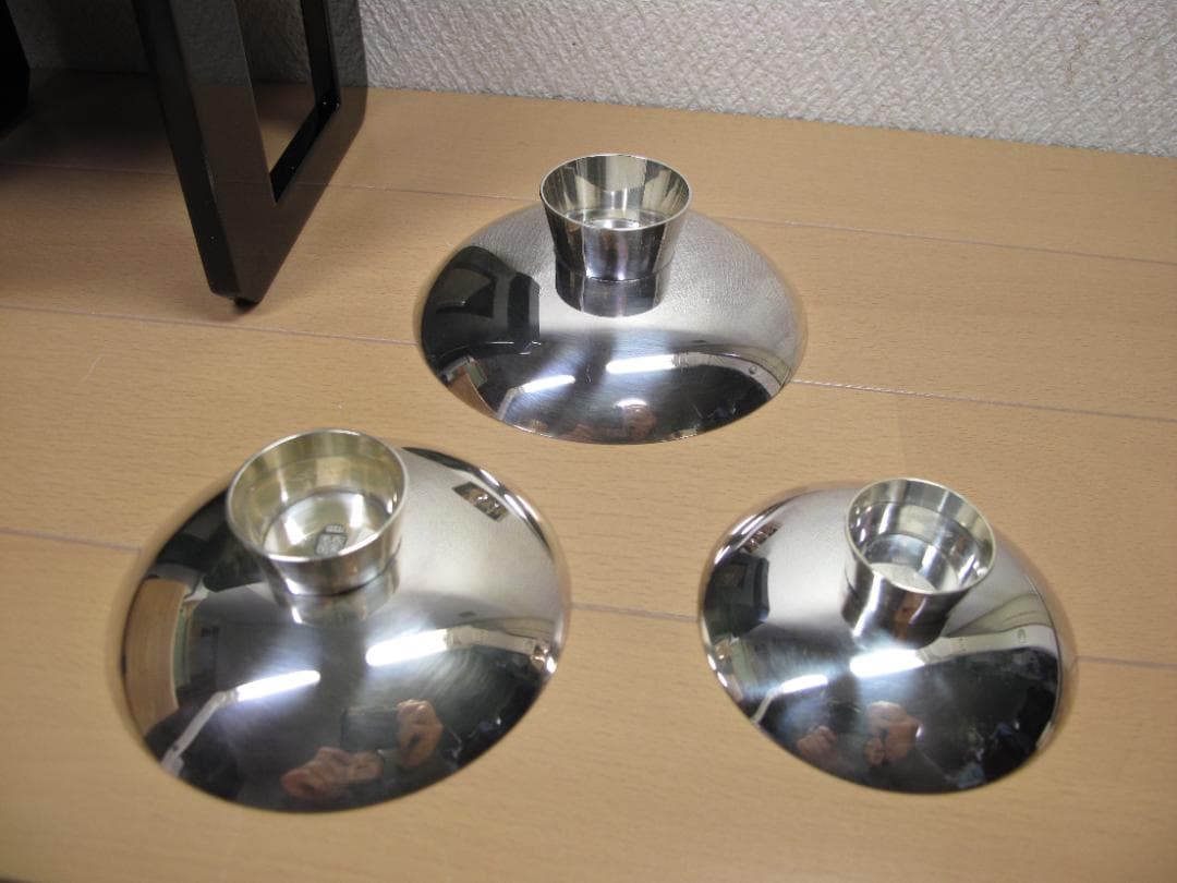 ナビがなかったら　泣くさま専用　純銀　三重盃　共箱　尚美堂