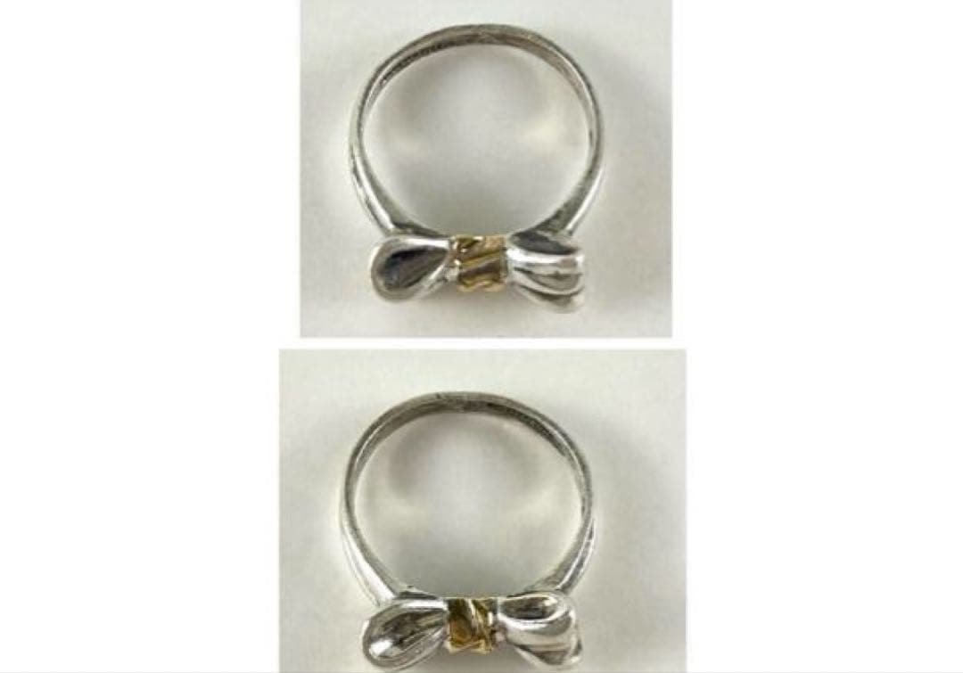 Tiffany リボンシルバー ゴールド リング　11号