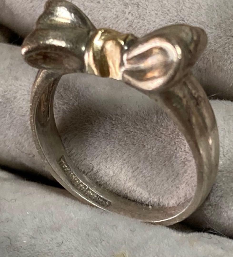 Tiffany リボンシルバー ゴールド リング　11号