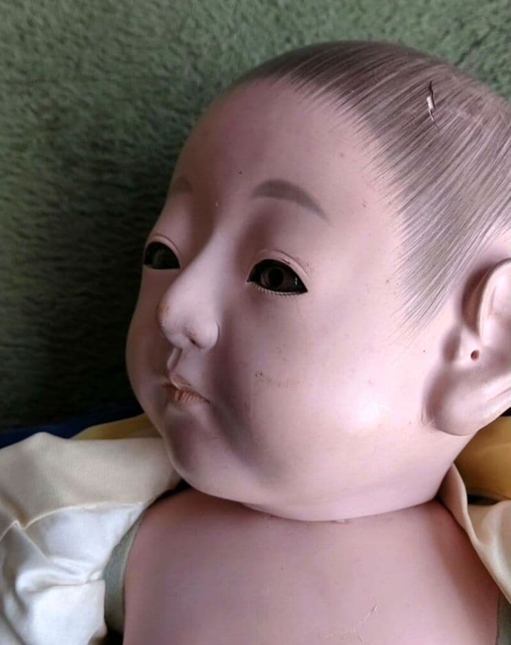 極上 大正時代 逸品市松人形 男の子 お印 紋付き お手入れ済み