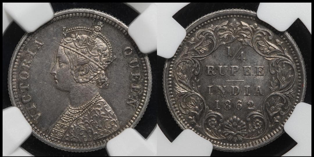 美品 美トーン NGC-MS62 ヴィクトリア イギリス領インド 1862（B）