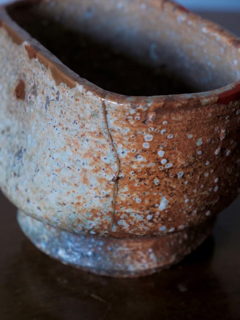 信楽焼 鉢物 水差し 水指 茶道具 古民藝 修繕あり 箱付 古道具 Q2219