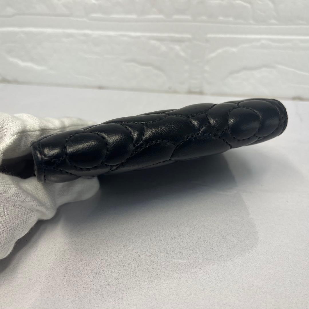CHANEL シャネル ケース カメリア 財布 ブラック ファスナー良好