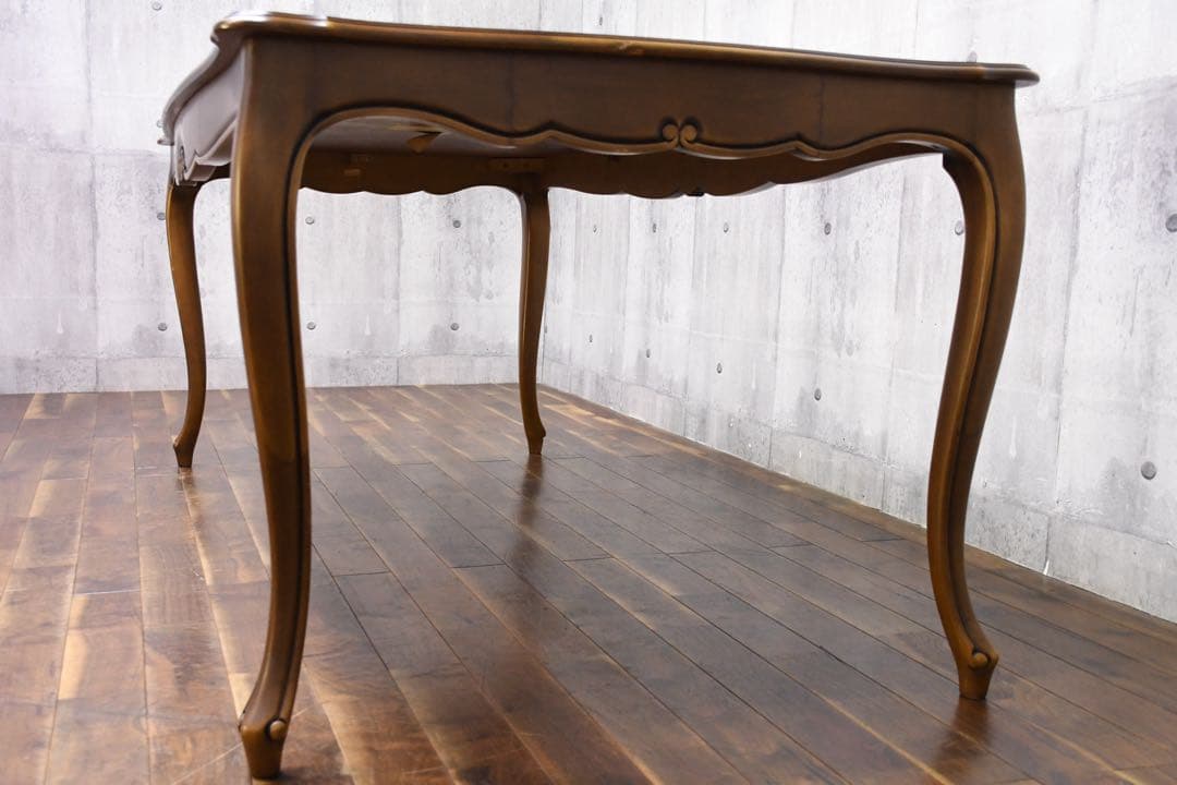 EIK69 カリモク ダイニングテーブル W1800 猫脚 彫刻装飾 ロココ調