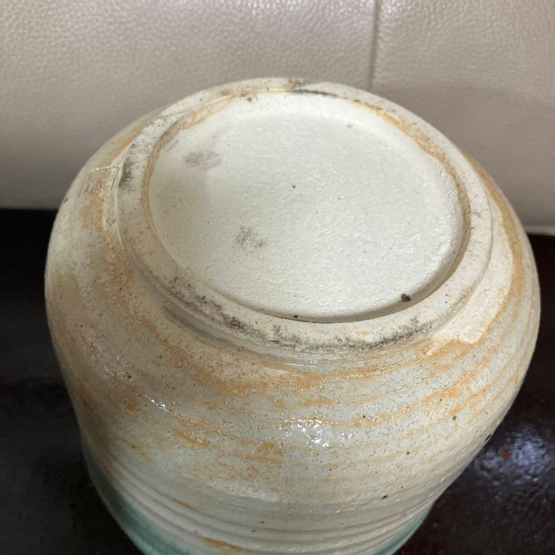 相馬焼 明月窯 馬の絵柄の青緑色水差し