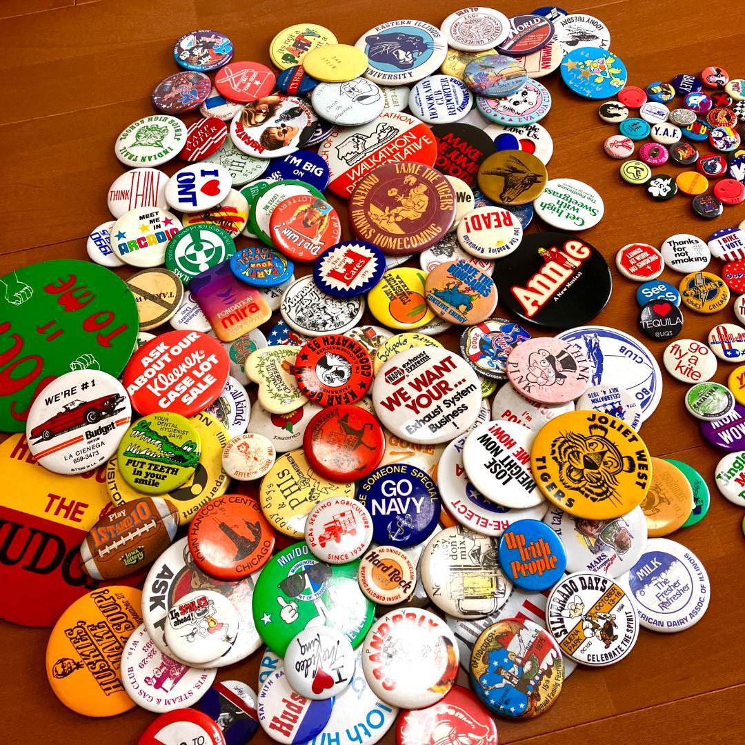 アメリカの缶バッジ200個over★まとめ売り／vintage／ノベルティ