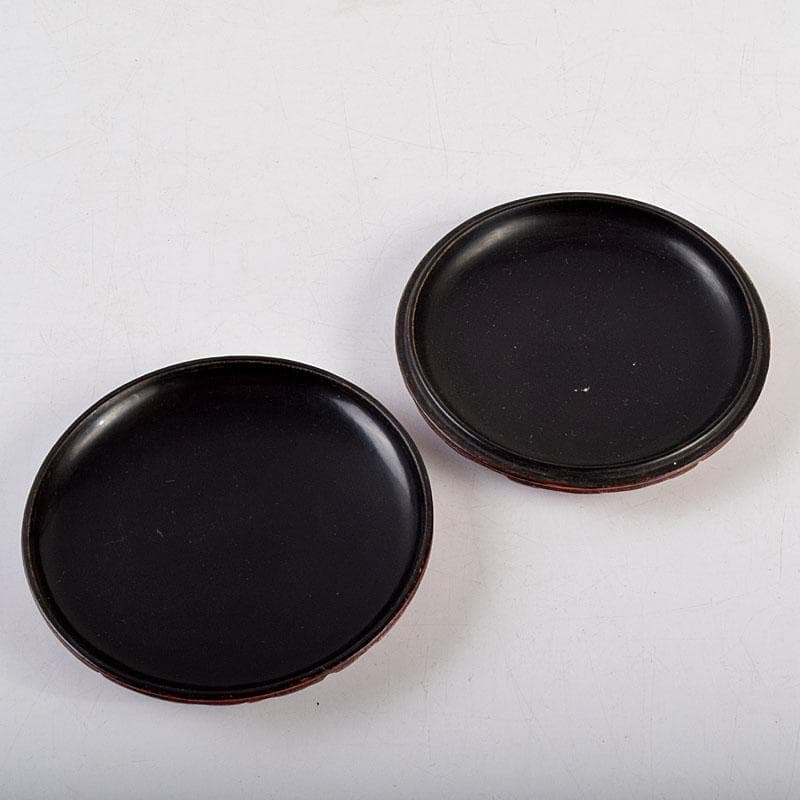 茶道具　剔紅　堆朱　花彫香合　時代箱　V　9267