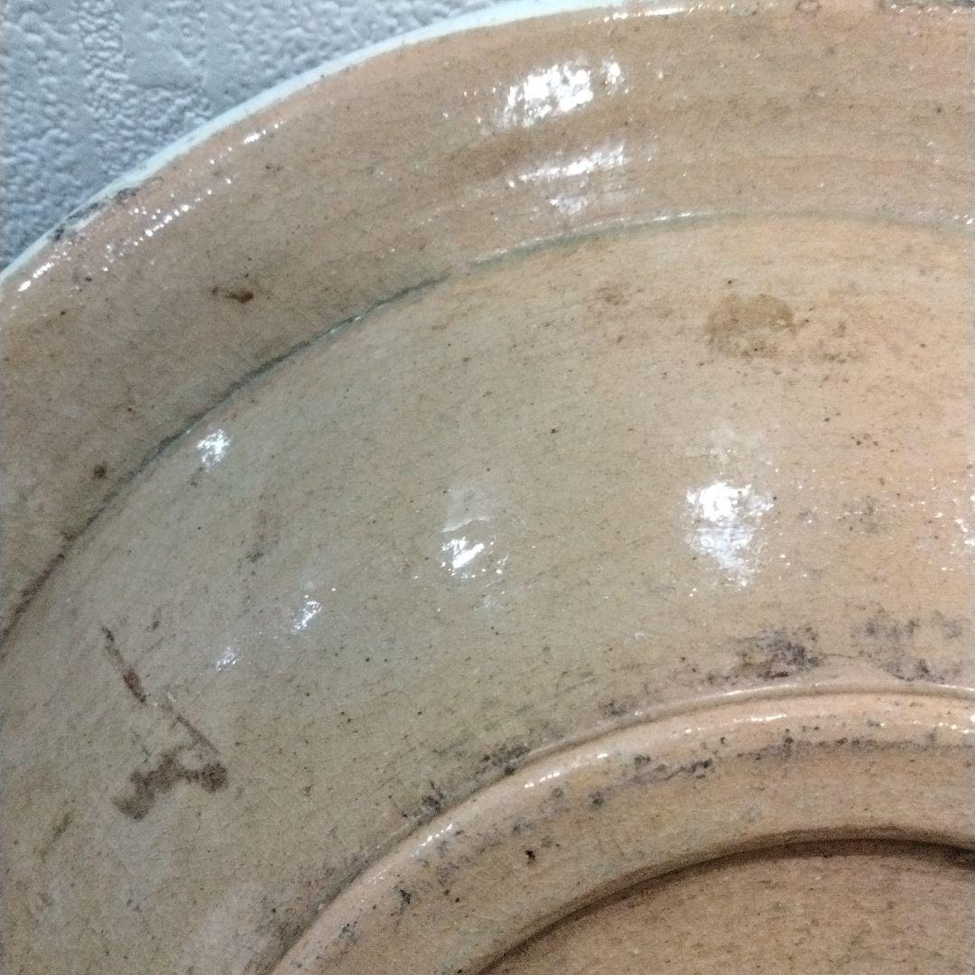 m239 江戸期 珉山焼 源内焼 弦葉図掛飾皿 大皿 H