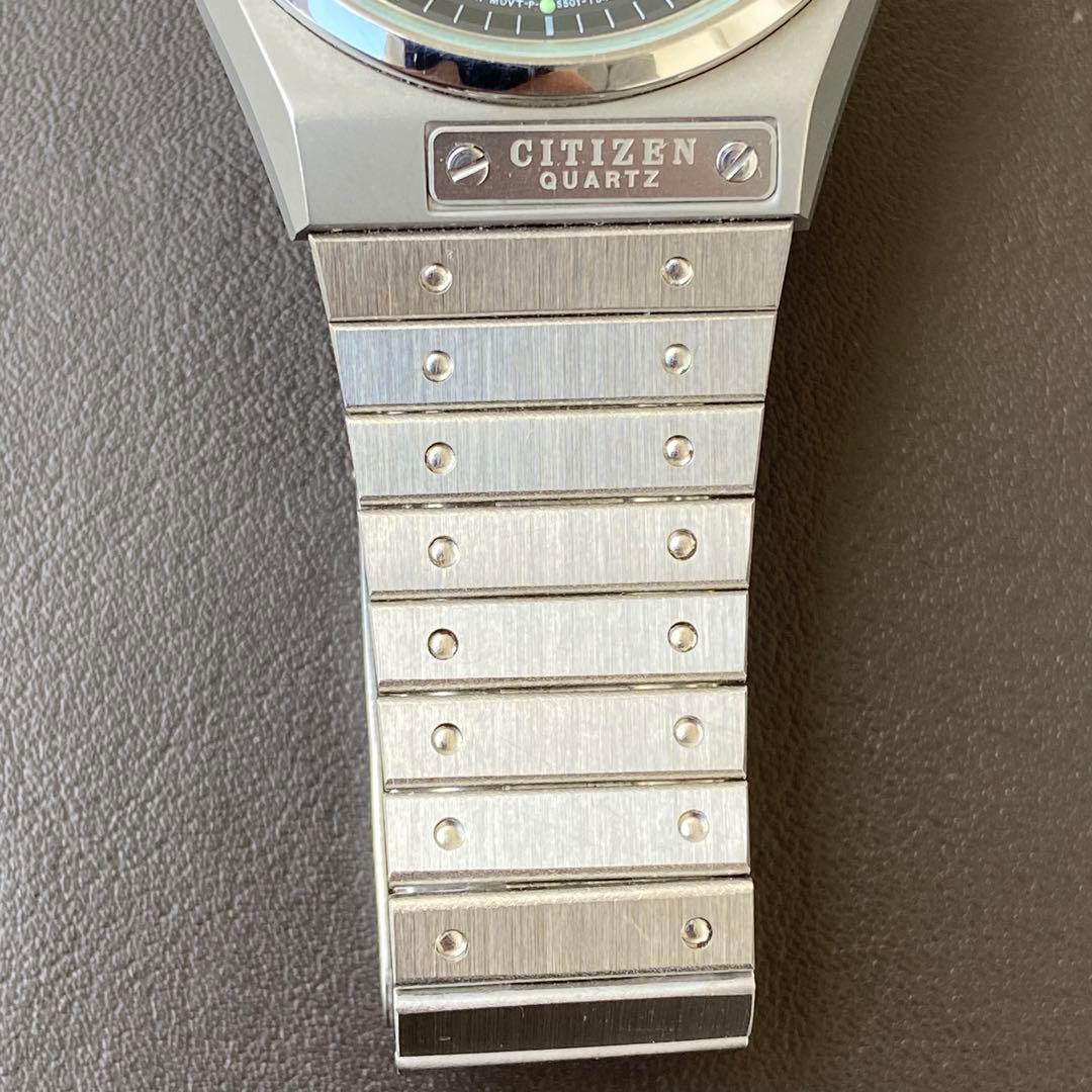 シチズン オールドクォーツ ブラックダイアル ガラス傷無し ロゴプレート 極美品